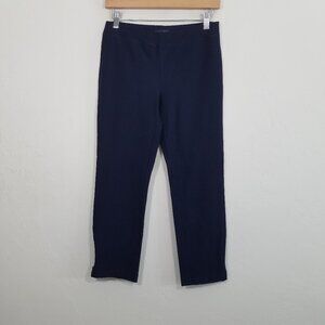 Eileen Fisher Navy Pull-On Zip Leg Stretch Crop Pants Size XS